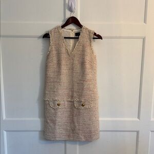 J. Crew Cream and Red Tweed Mini Dress